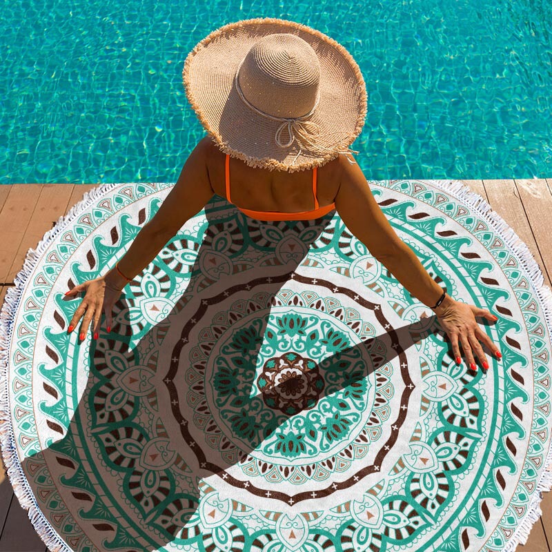 Cross-Border Hot-Selling Ultra-Fine Fiber Round Tassel Beach Towel Seaside Beach Mat Swimming Beach Printed Quick-Drying Bath Towel Cross-Border Hot-Selling Ultra-Fine Fiber Round Tassel Beach Towel Seaside Beach Mat Swimming Beach Printed Quick-Drying Bath Towel