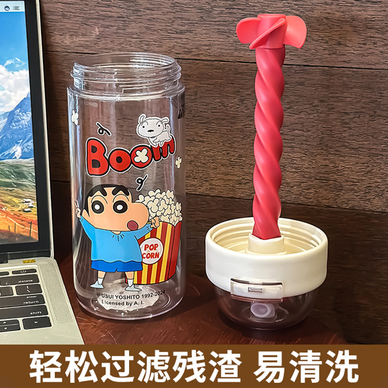 Crayon Shin-chan tritan taza de agua para niñas 2025 nueva taza mezcladora de verano para estudiantes que van a la escuela taza especial para evitar caídas