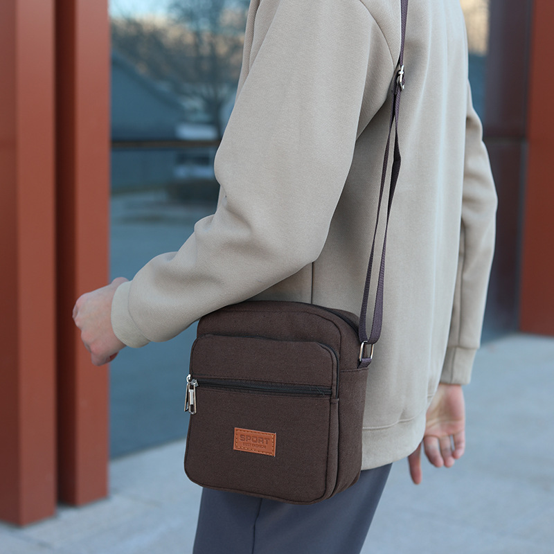 Lienzo pequeño bolso cuadrado bolso de los hombres multi-capa Negocio puesto cartera resistente al desgaste durable de las mujeres de hombro ocasional bolsa de mensajero