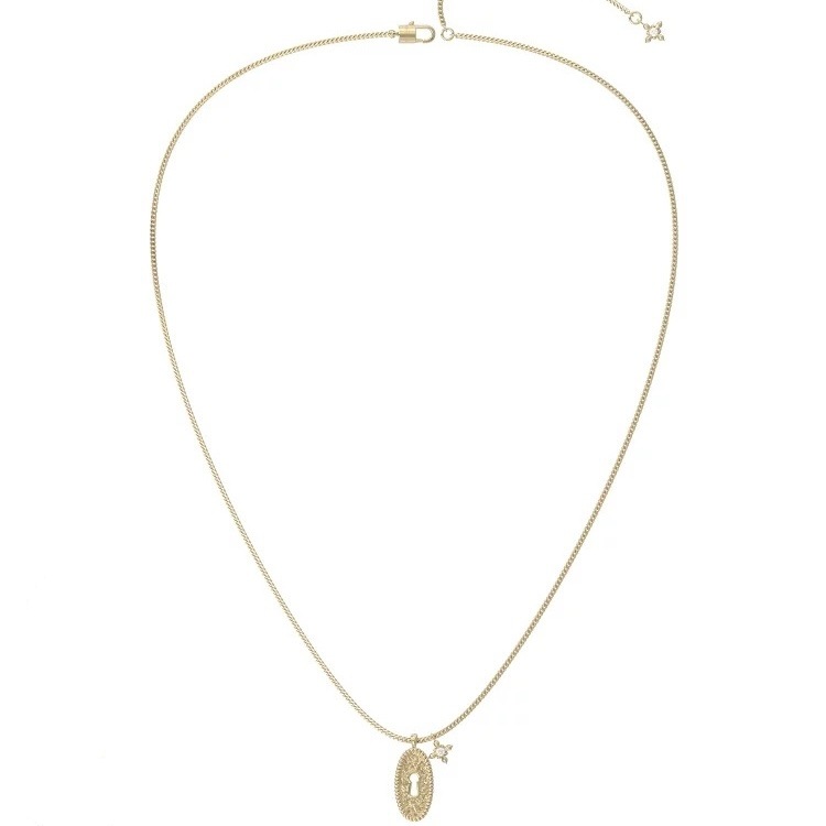 Iris Key Titanium Gold Necklace For Men - Simple Collarbone Chain_voghion.com