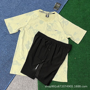 Summer Thin Ice Silk Quick-Drying Short-Sleeved Men's Loose Casual Running Sports Shorts Suit Manufacturer One Piece Wholesale Trend