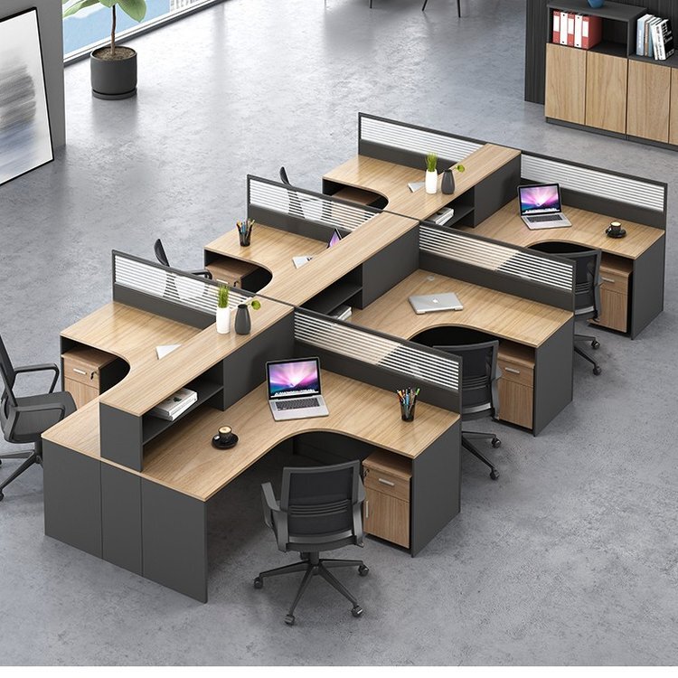 Staff Office Desk and Chair Combination Screen Station Simple Modern 4-Person 6-Person Computer Desk L-Type Single Partition Card Holder