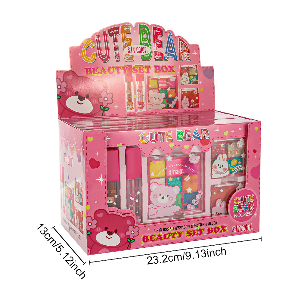s.f.r color transfronterizo solo para la fábrica mayorista principiante adolescente maquillaje desnudo adorable oso caja de regalo set de maquillaje