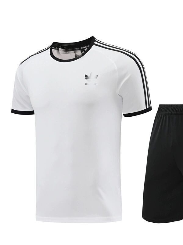 Nuevo conjunto deportivo transpirable de manga corta con cuello redondo, pantalones cortos de fitness para verano, conjunto de dos piezas para correr y fútbol, dropshipping.