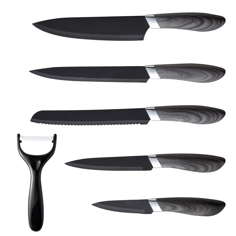 Kit de cuchillos de cocina 5 piezas de acero inoxidable mármol con cabeza galvanizada fábrica de embalaje de tarjetas de succión spot Yangjiang