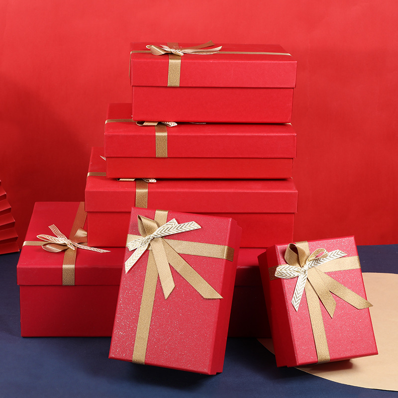 批发红色天地盖礼盒服装围巾礼品盒丝巾口红小天地盖盒子