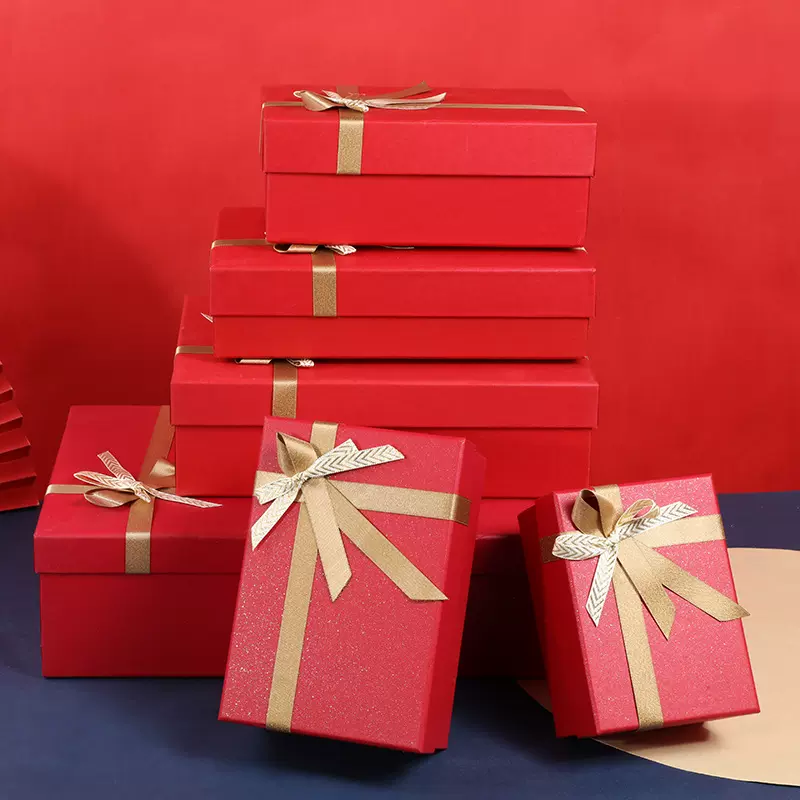 批发红色天地盖礼盒服装围巾礼品盒丝巾口红小天地盖盒子