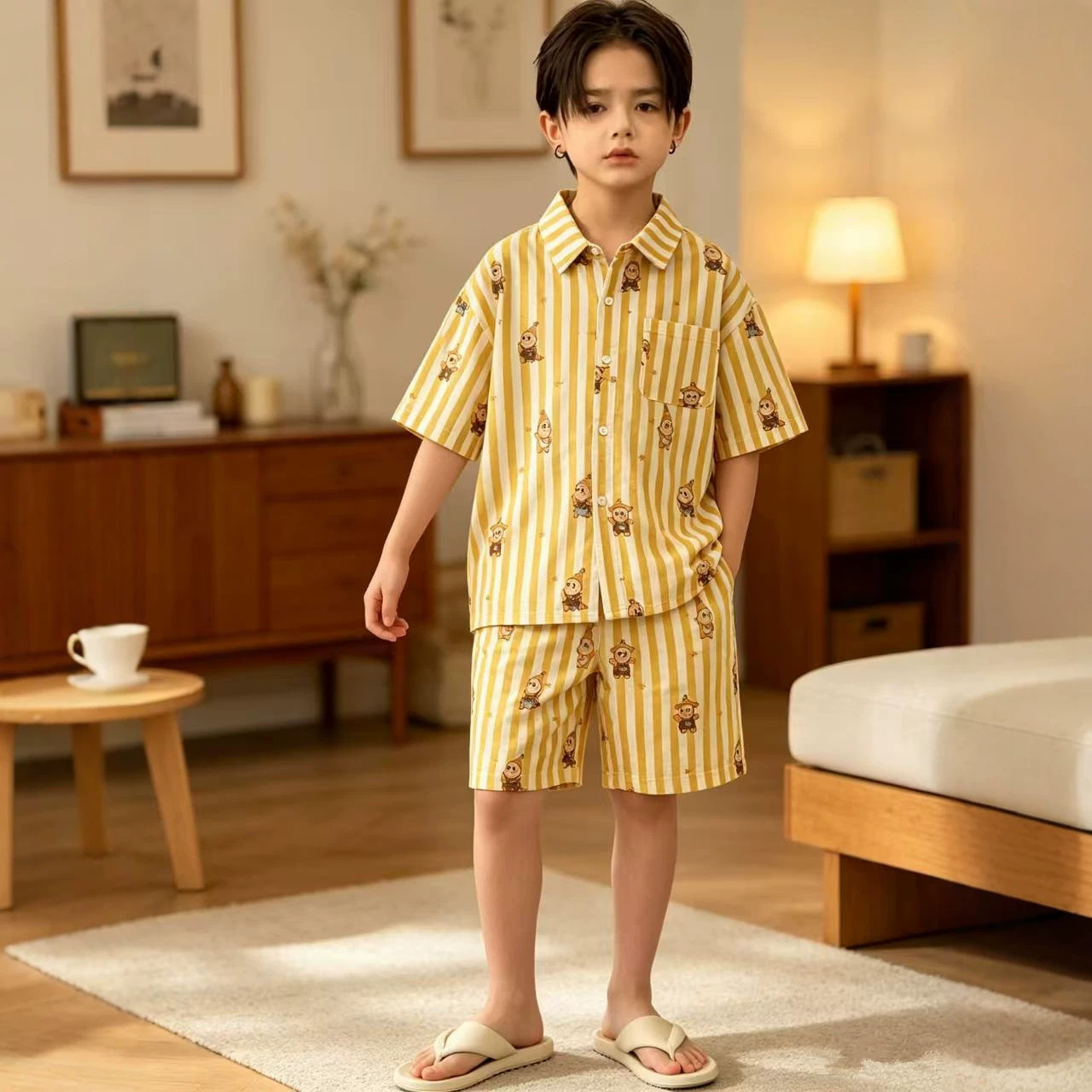 男童夏季纯棉短袖套装2026新款儿童夏款家居服睡衣舒适柔软两件套