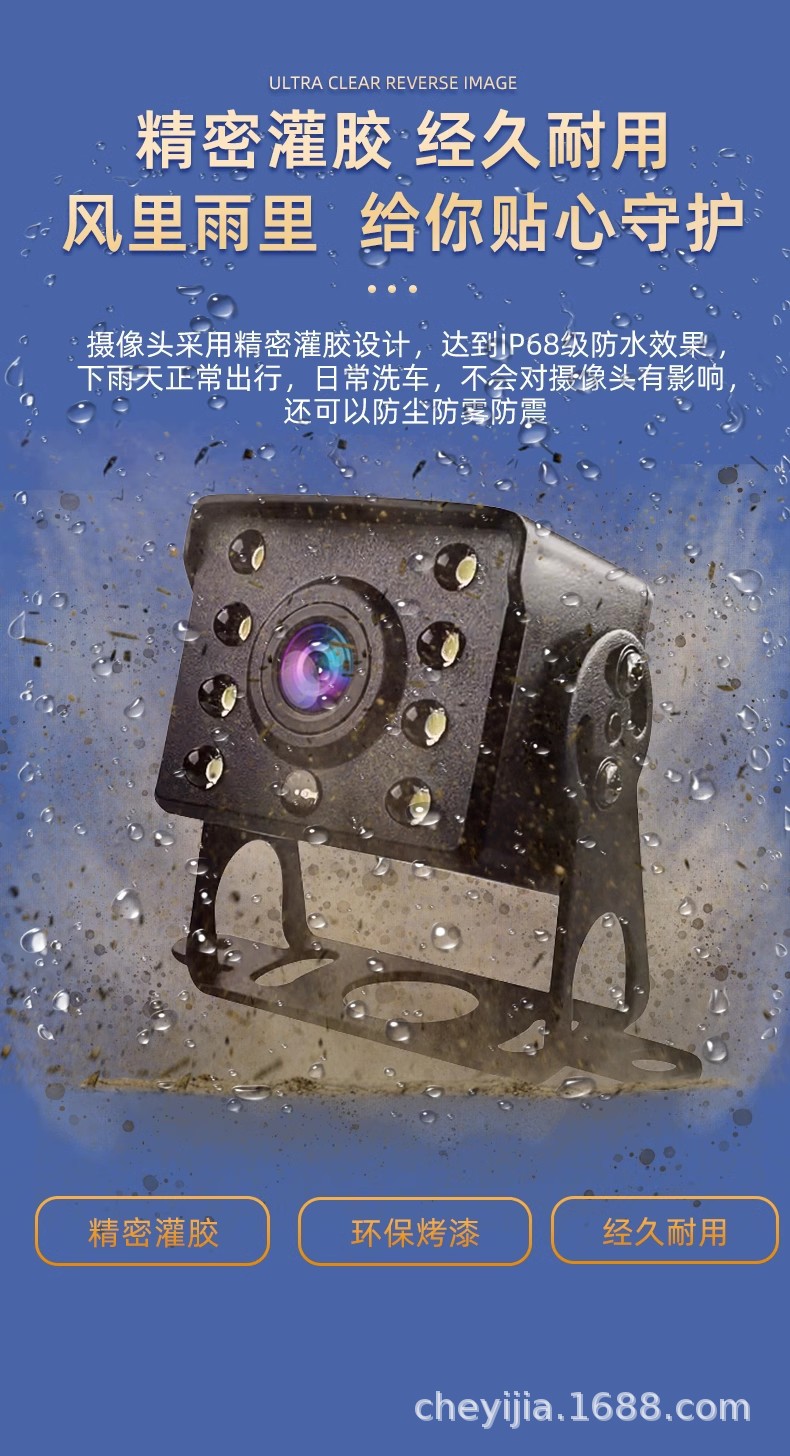 Truck bus reversing image 12v24V universal high-definition night vision rear view camera harvester car display