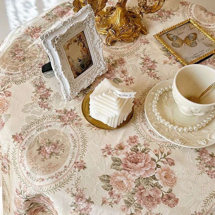 French Light Luxury High-End Pastoral Retro Style Tablecloth Round Table Coffee Table Cloth B&B Atmosphere Tablecloth Dining Cloth