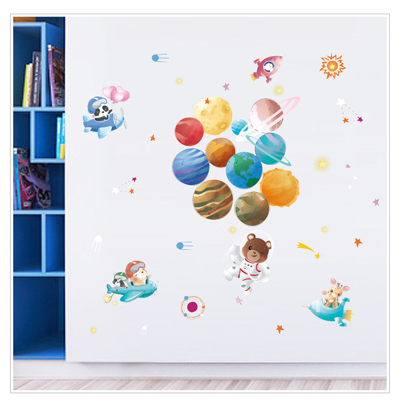 Cartoon Space Planet Bear Wall Sticker display picture 9