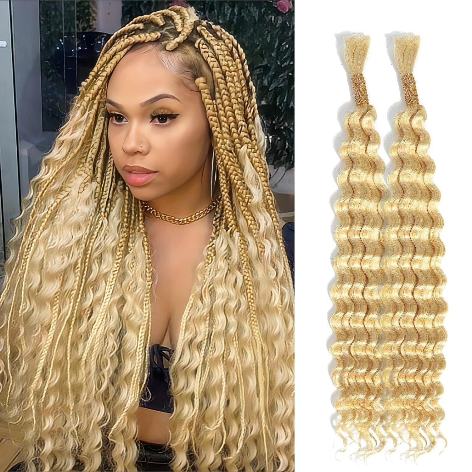 22inch deep wave bulk hair peluca de fibra química cabello trenzado 100g crochet hair