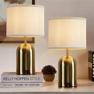 American table lamp simple retro touch switch 3-speed dimming dual USB charging port bedroom bedside decorative table lamp