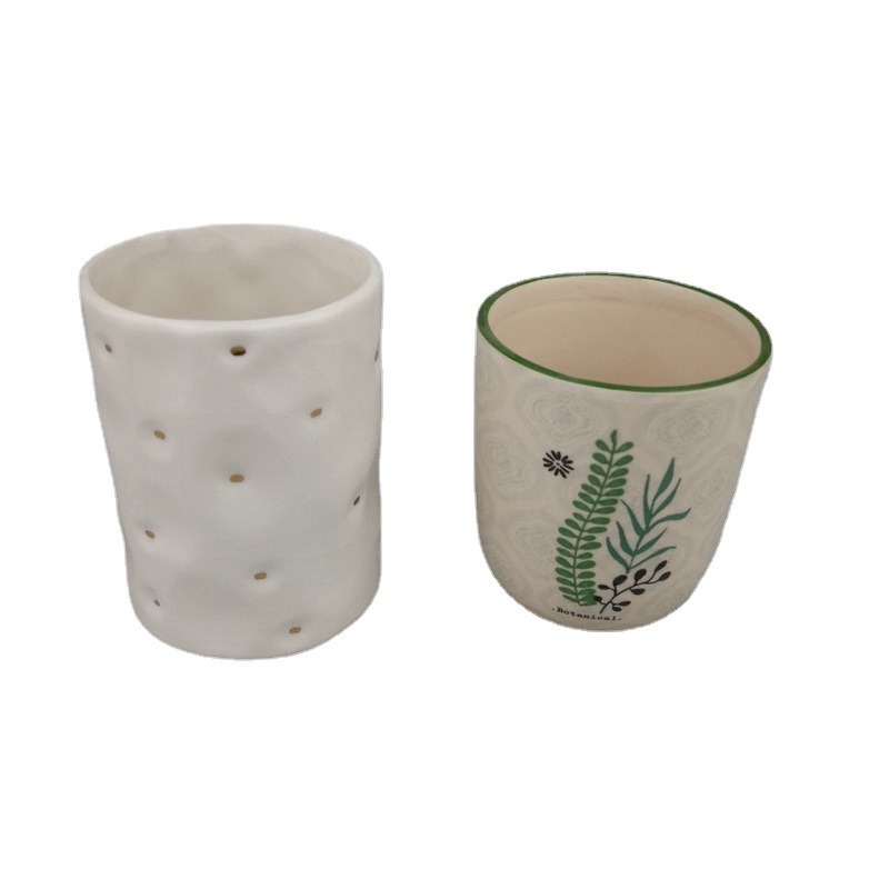 Nordic INS taza de vela creativa macaron cerámica vela taza con tapa vela tarro aromaterapia puede cera taza