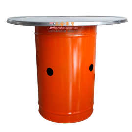 韩式钢桶桌子不锈钢网红烧烤桌抠洞桌子日韩式火锅桌摆摊圆形餐桌