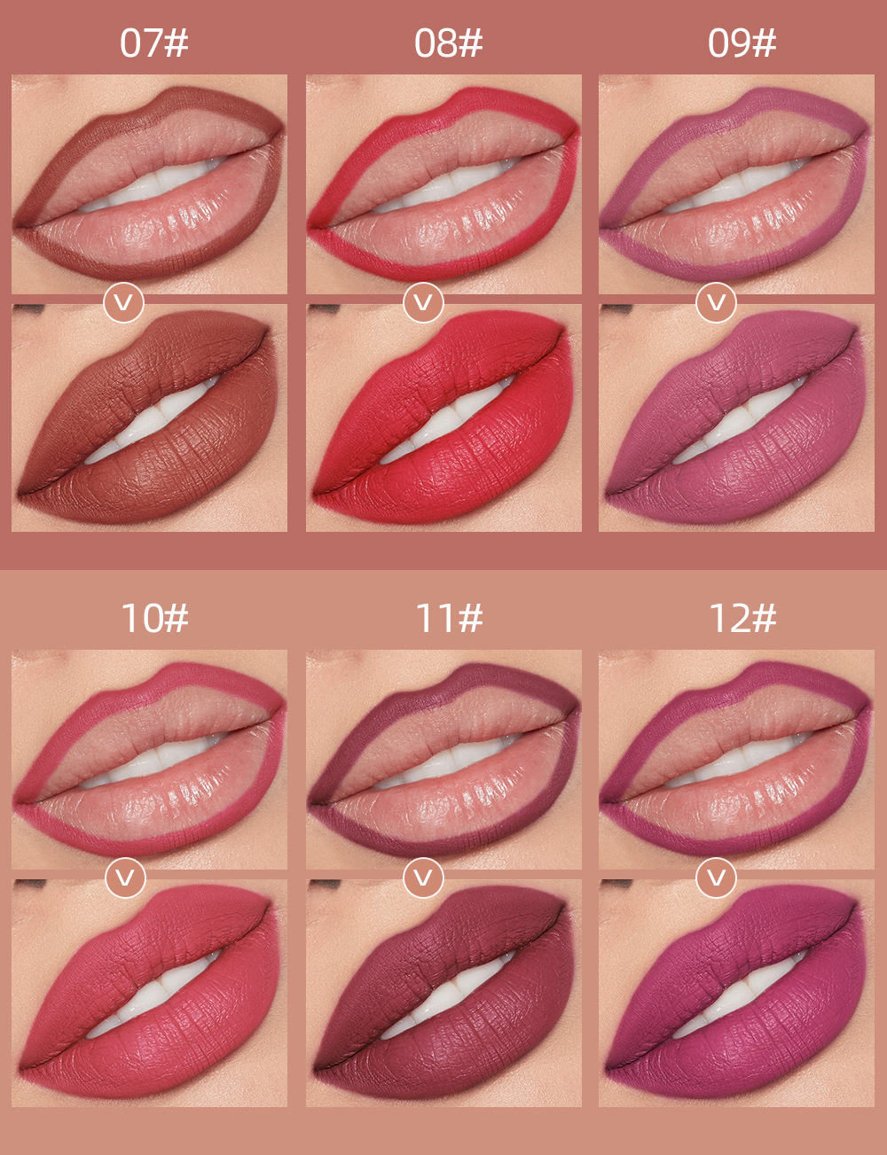 QIBEST Cross-border Matte Lip Liner Pen 12-color Mixed Lip Liner Pen Nude Set Waterproof Decorative Lipstick Pen undefined