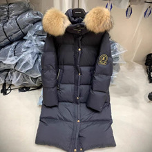海宁羽绒服长款女连帽保暖面包服白鸭绒超大貉子毛领皮草外套批发