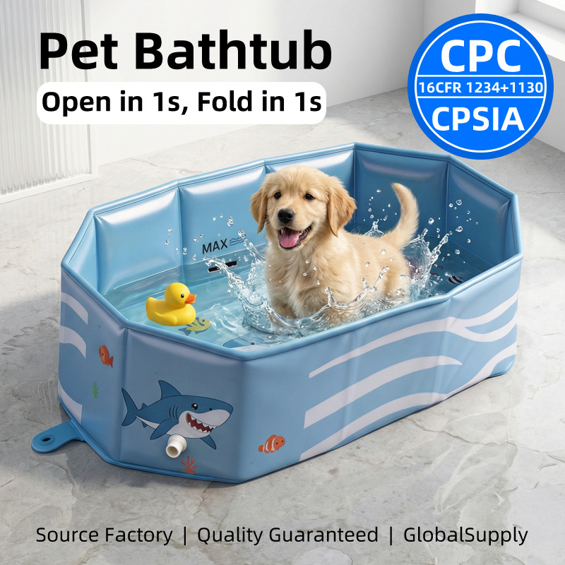 Foldable Pet Bathing Pool, Dog Soaking Tub, Portable Storage, Cute Pet Summer Bath Basin, Animal Play Guardrail, Play Pool