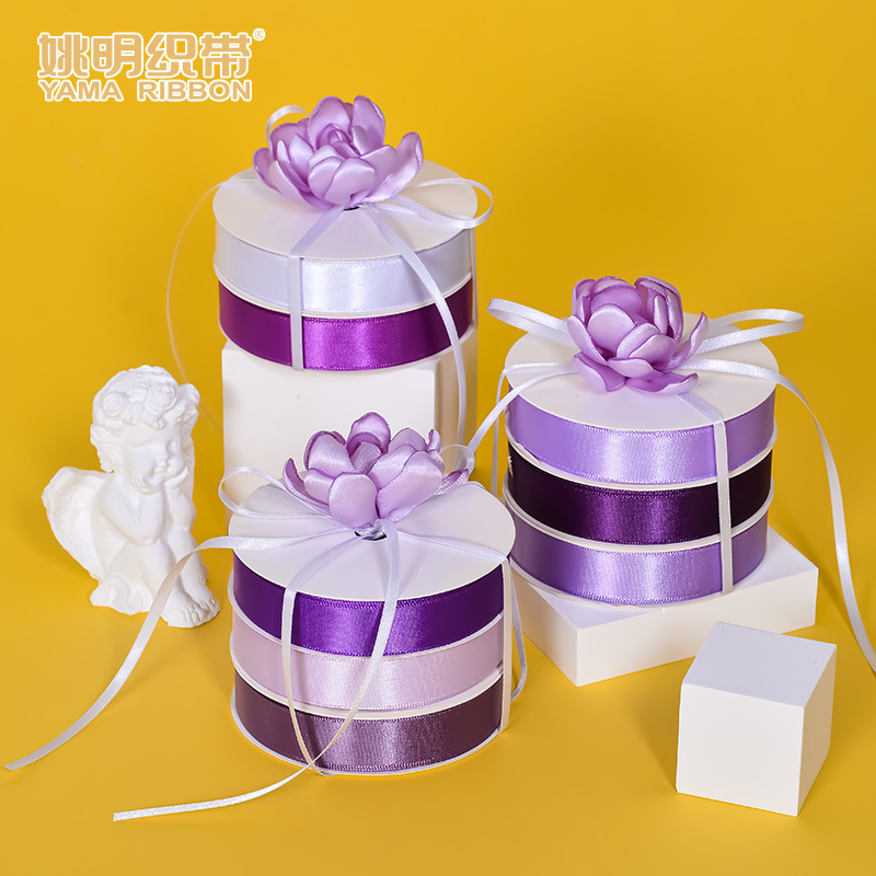 Cinta de poliéster de una sola cara de 16 mm de Yao Ming para decoración de bodas, cinta de satén, accesorios de decoración con lazos, cinta colorida