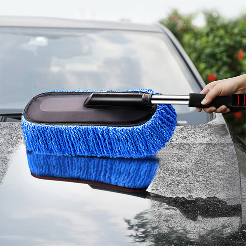 Car-specific retractable car wash mop, soft-bristled car duster, fiber wax mop, cleaning supplies