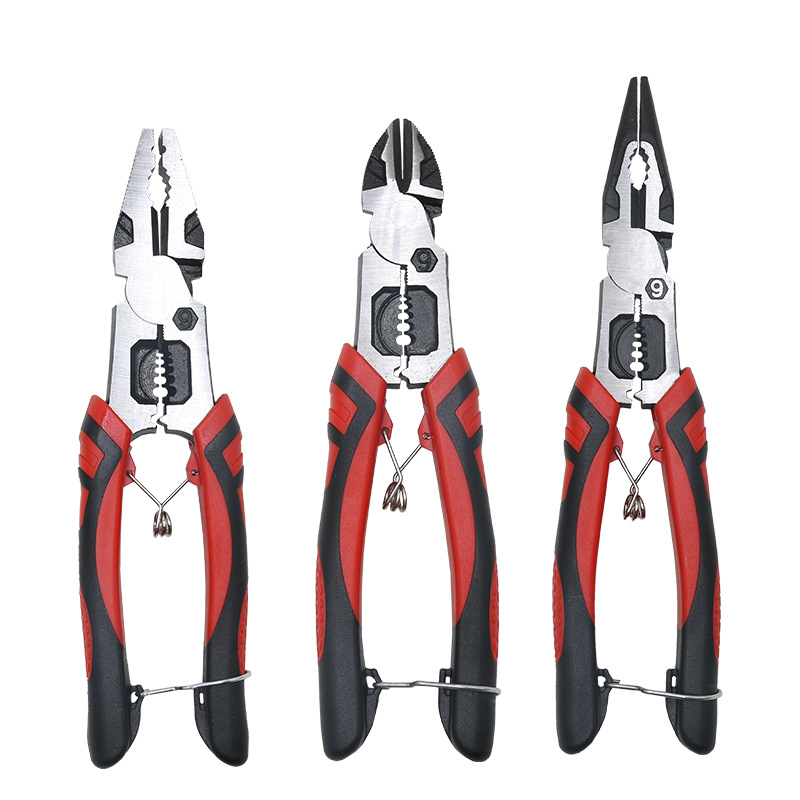 Alicates de alambre pelado de grado industrial Alicates multifunción de 9 pulgadas Alicates de banco Alicates de punta de aguja Alicates de corte oblicuo para electricistas