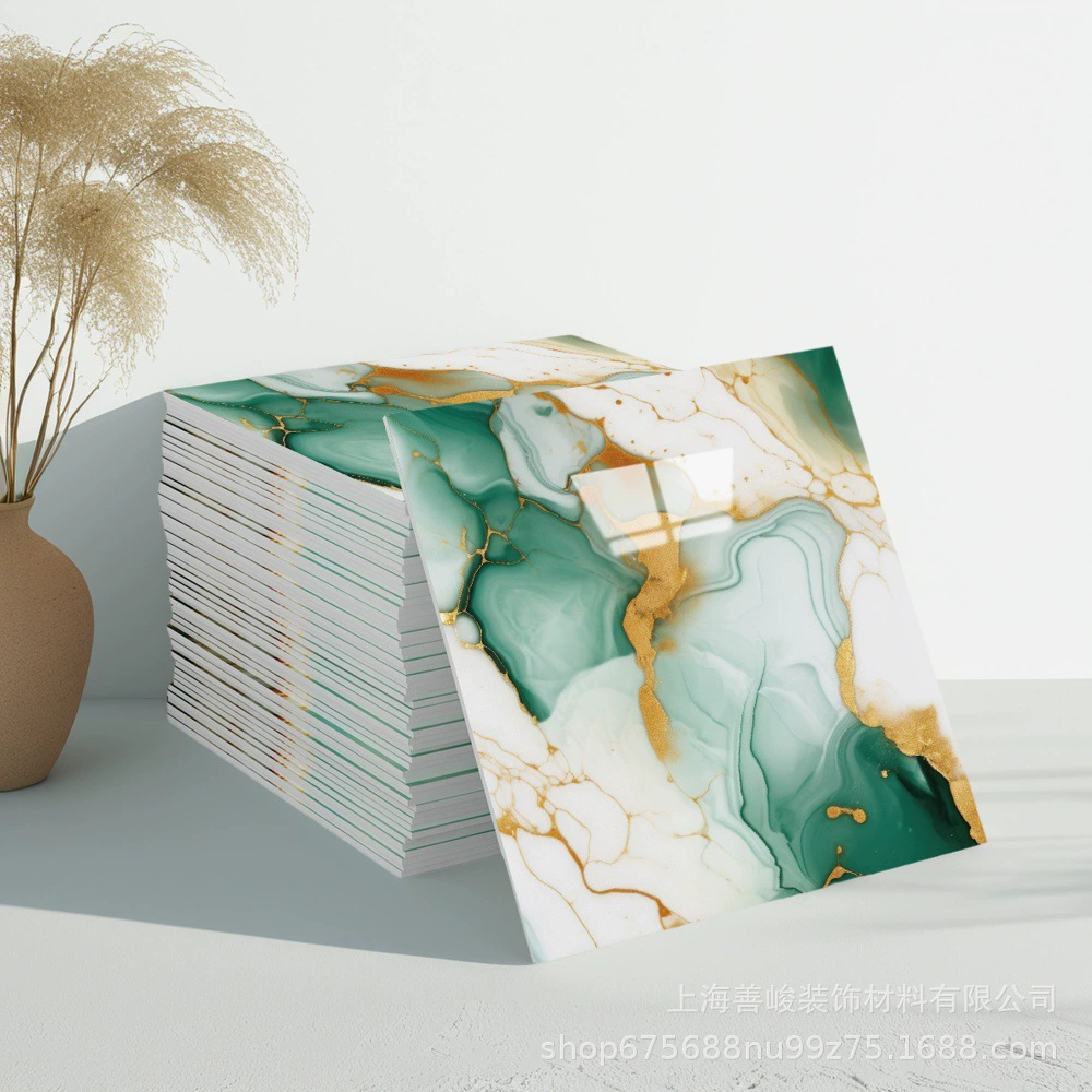跨境出口批发30*30cm 仿瓷砖大理石纹自粘墙壁纸护墙板铝塑板贴纸