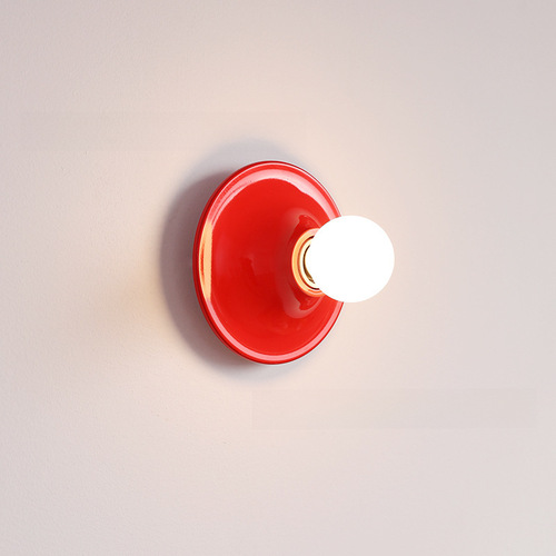Mid-century style 1970s UFO colored background wall lamp for Bauhaus bedroom, hallway, and entryway light
