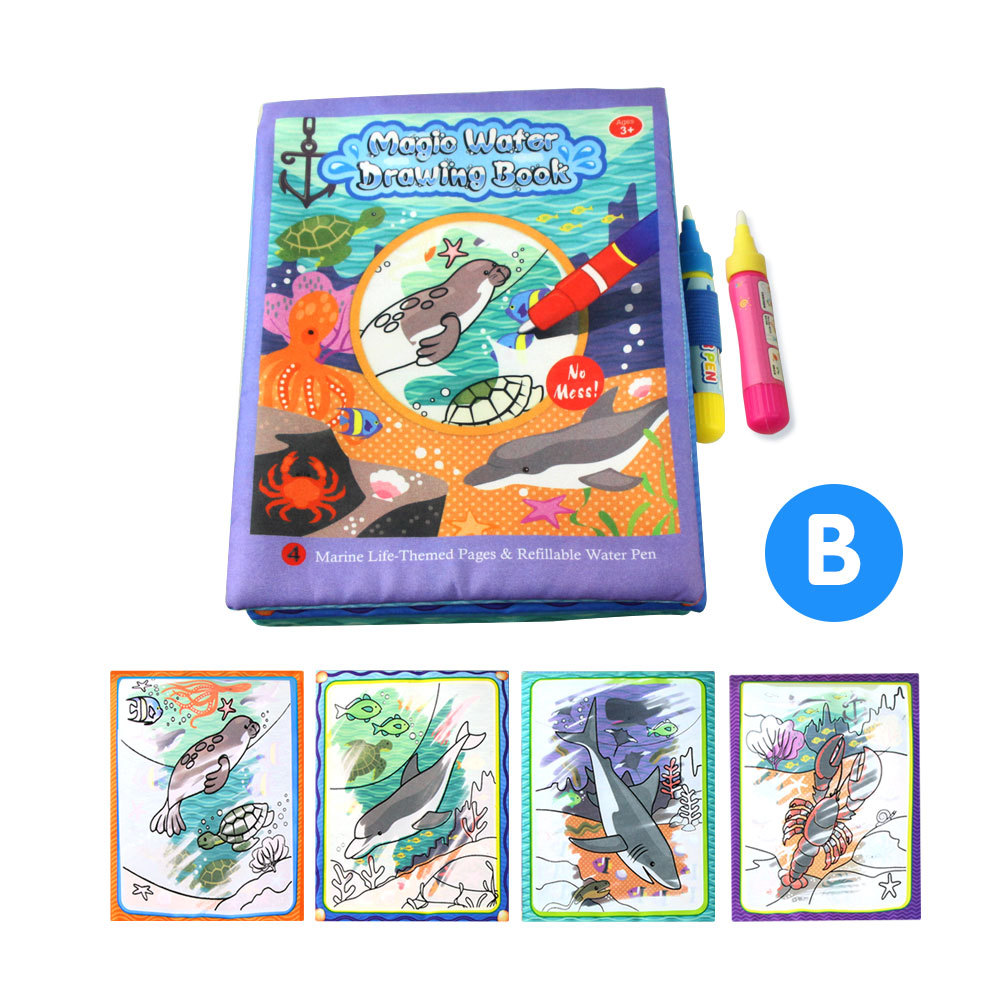 儿童玩具早教益智水画布书宝宝布书水画册涂鸦本可循环涂色画册