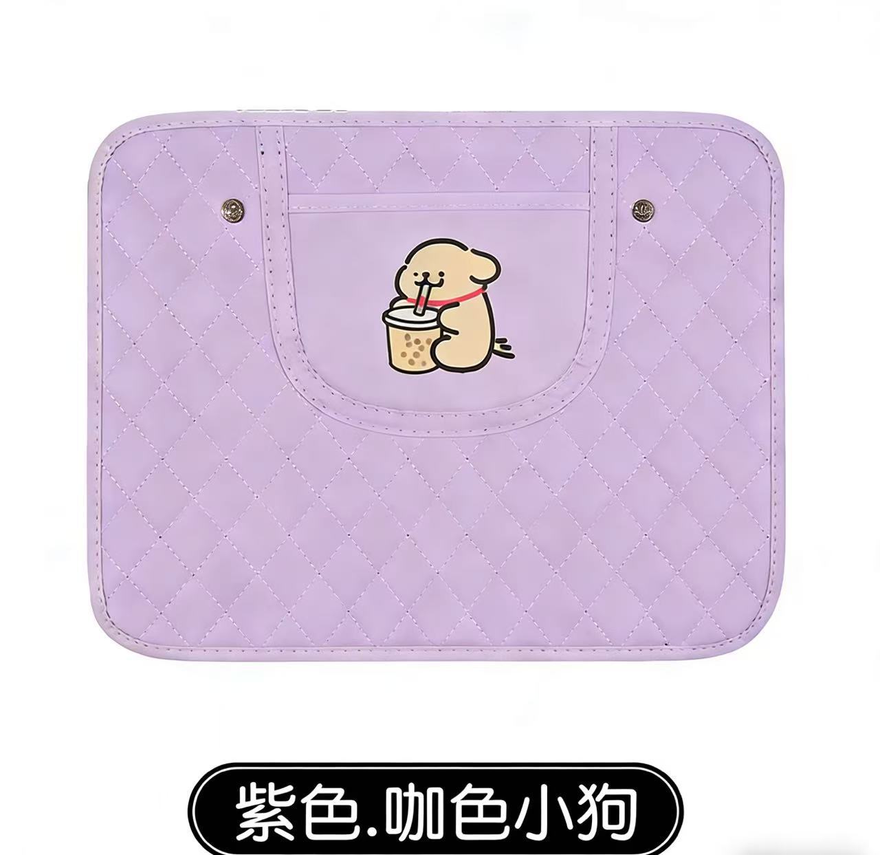 Car Seat Back Anti-Kick: Katong Chair back anti-kick pad - purple-coffee-puppy