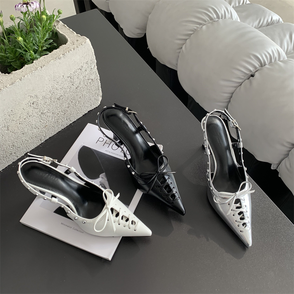 2024 New Spring Shoes European and American Pointed Toe Thin Heels Shallow Mouth Fashion Thin Front Straps and Back Vacuum Sandals_voghion.com