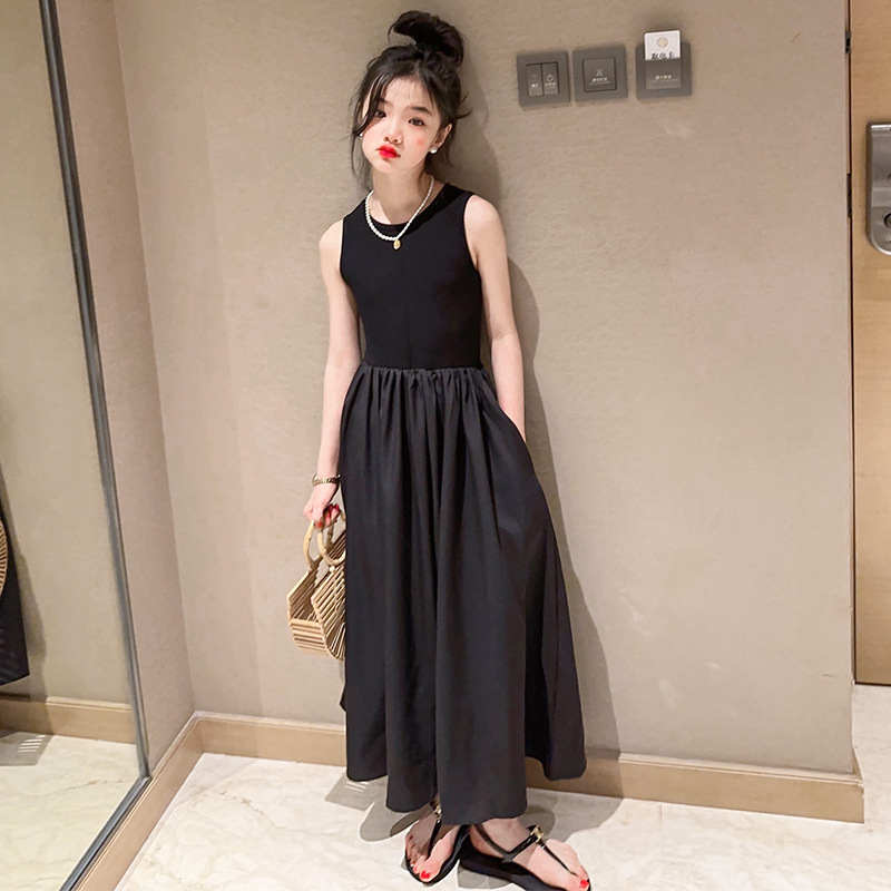 Girls Dress Summer Dress 2025 New Summer Children's Style Princess Dress Internet Celebrity Medium and Large Children's Sleeveless Long Skirt