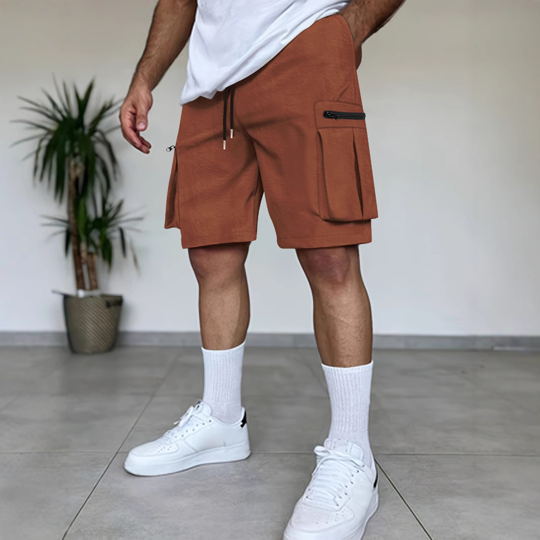 Cross-Border Amazon Summer New Solid Color Short Men's Casual Mountain Style Multi-Pocket Cargo Lightweight Five-Point Pants