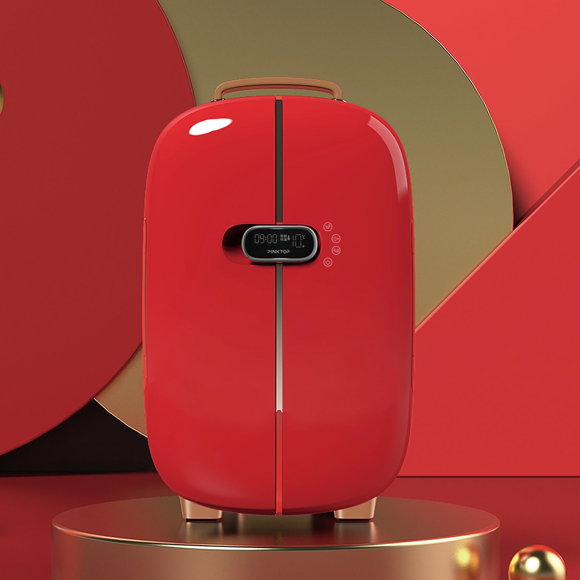 Wow, refrigerador de belleza personalizado, refrigerador portátil retro de 12L, pantalla digital de dos puertas, mini refrigerador cosmético personalizado