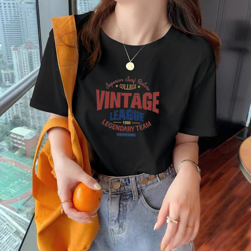 アプリコットショルダー半袖Tシャツ女性用2025夏の新しいファッションラウンドネックルーズスリムトップ|undefined