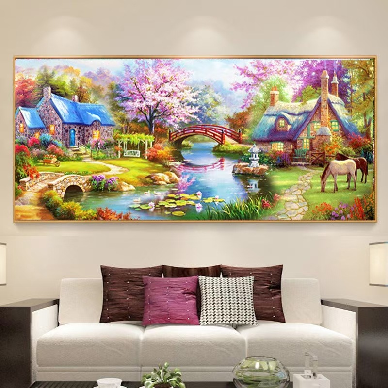 Transfronterizo Amazon pintura de diamantes fábrica de explosión venta directa pintura de diamantes DIY paisaje decoración pintura colgar paquete de herramientas '