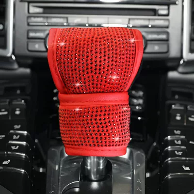 Set Car Rhinestone Gear Set Sürətlər qutusu və əl tormozu başlıqları - 1-pack-red-diamond-with-red-bottom