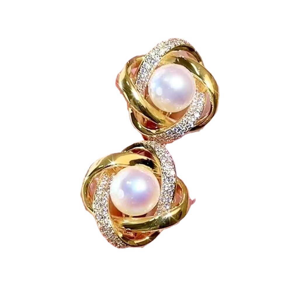 Brincos de pérolas elegantes para mulher com prata de lei_voghion.com