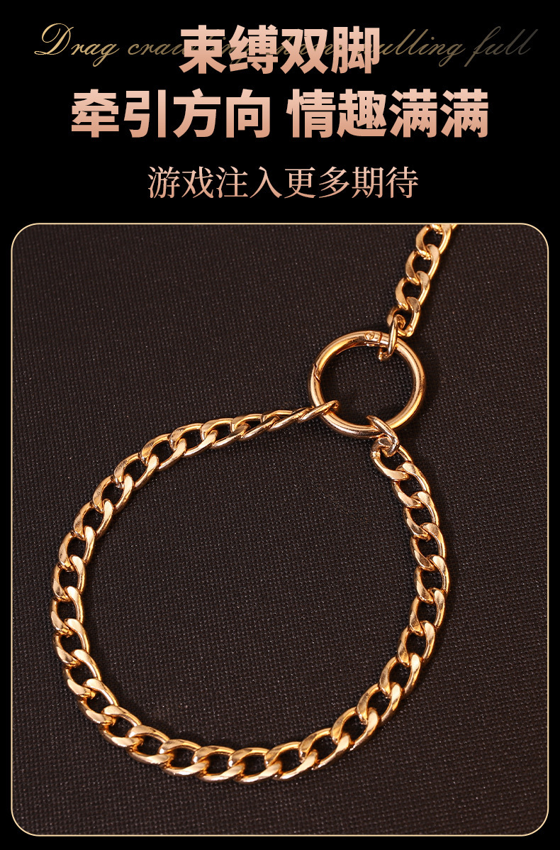 Jiuai Metal Bondage Set with Hand and Foot Cuffs and Connecting Chain, Gold — detail image 9