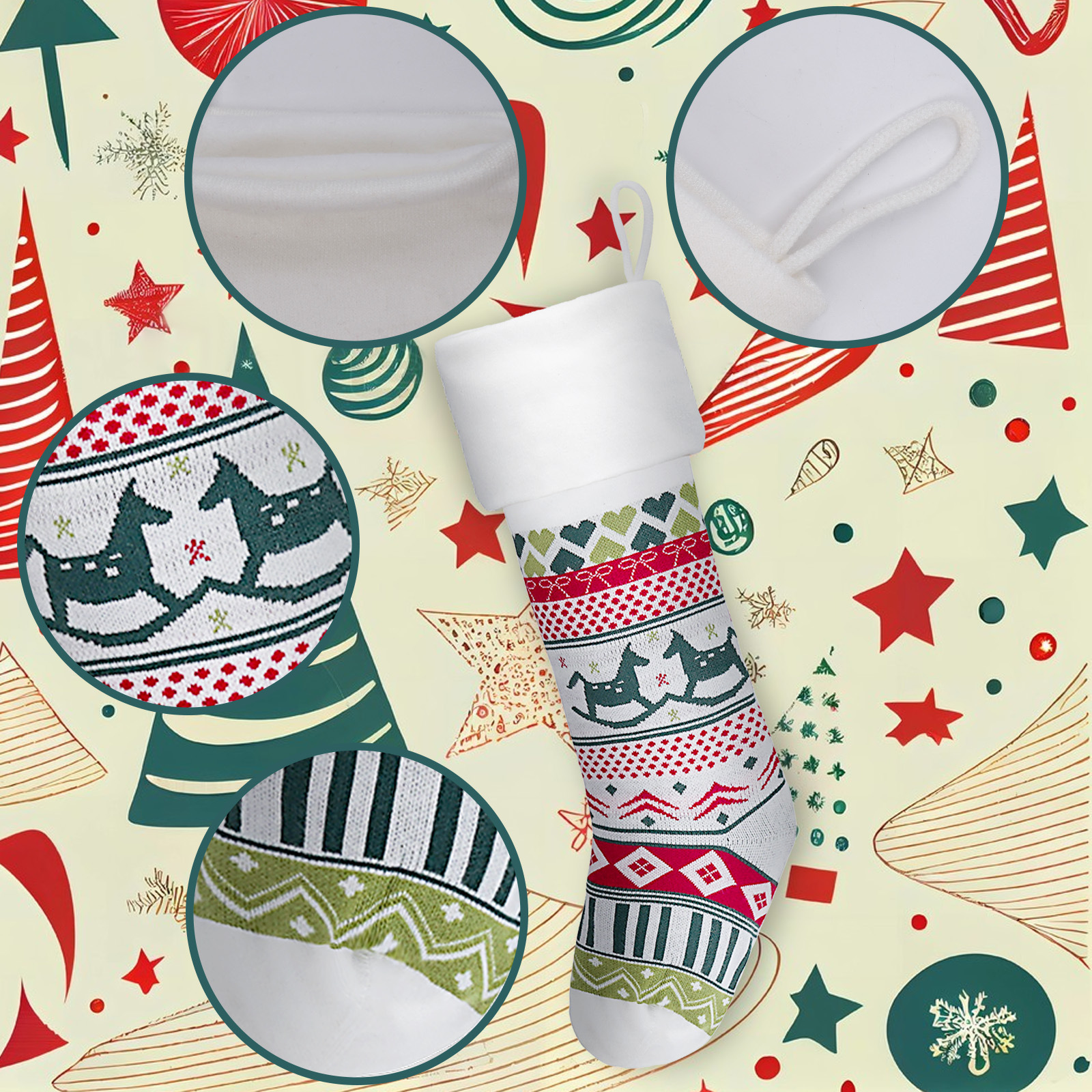 Transfronterizo nuevos calcetines de Navidad dulces de punto bolsa de lana bolsa de regalo escena diseño vacaciones Navidad calcetines decorativos