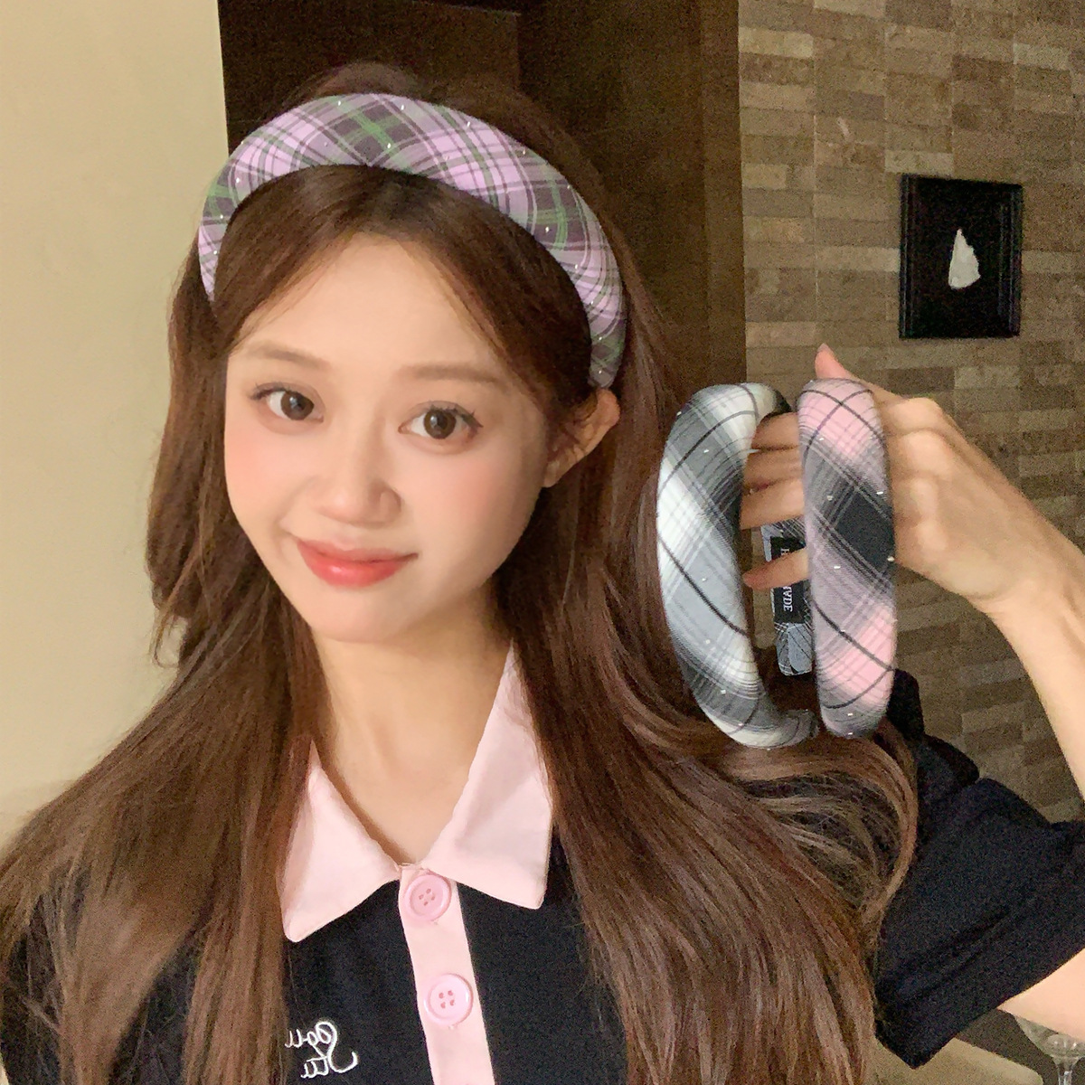 Estilo de la universidad esponja banda de pelo temperamento universal borde ancho alto cráneo ápice perforación banda de presión tarjeta de pelo joyas para el pelo de chicas