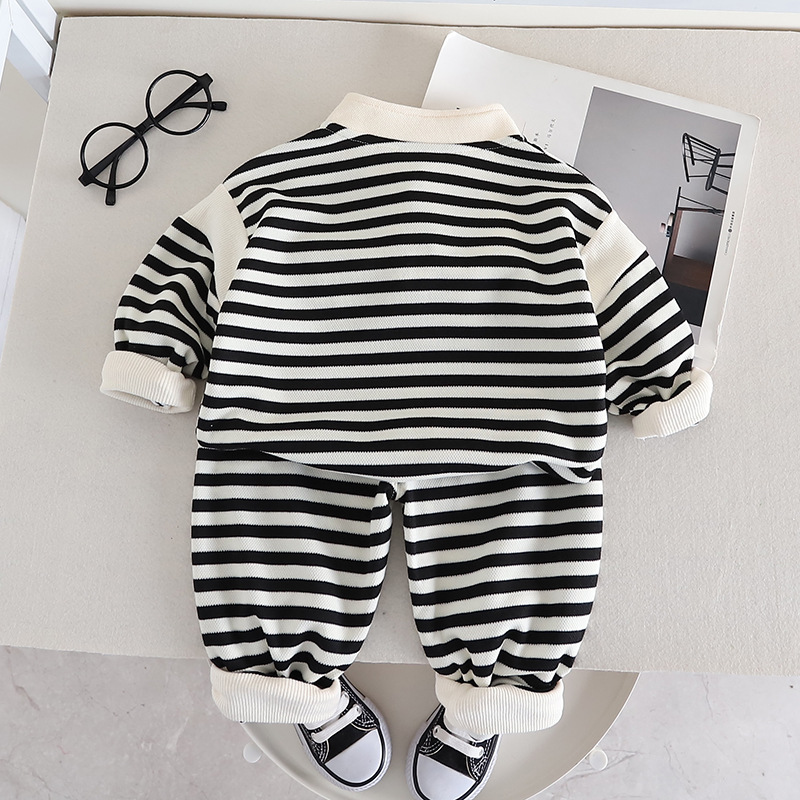 Casual Cartoon Stripe Cotton Boys Clothing Sets display picture 2