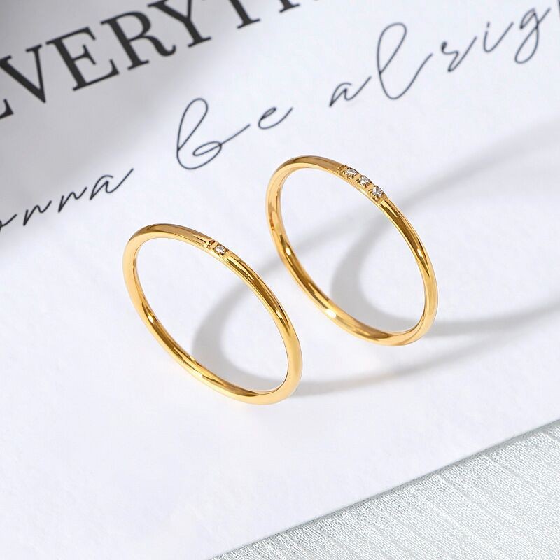 Minimalist Gold Plated Ring With Single Diamond Designer Style_voghion.com