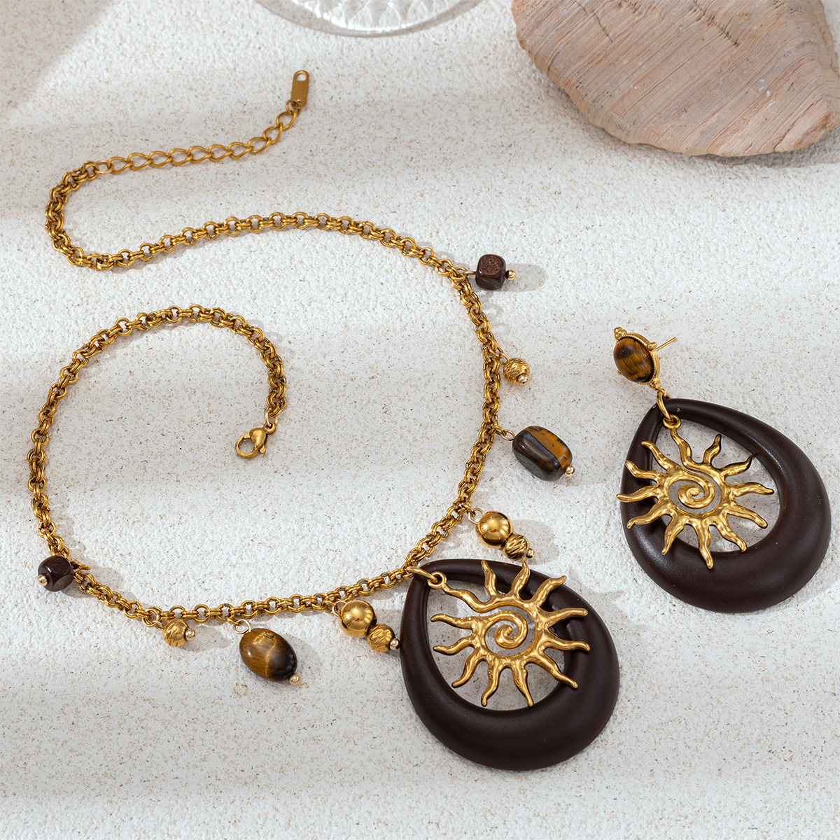 TINA Europa y América collar de acero inoxidable mujer no decoloración sol exagerado collar acrílico pernos conjunto de joyas