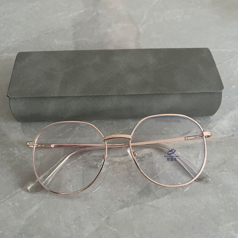 A98 Rose Gold Glasses for Men and Women, Polygonal Glasses Frames, Plain Eye Frames for Women with Myopia, Jie Qiansheng Glasses