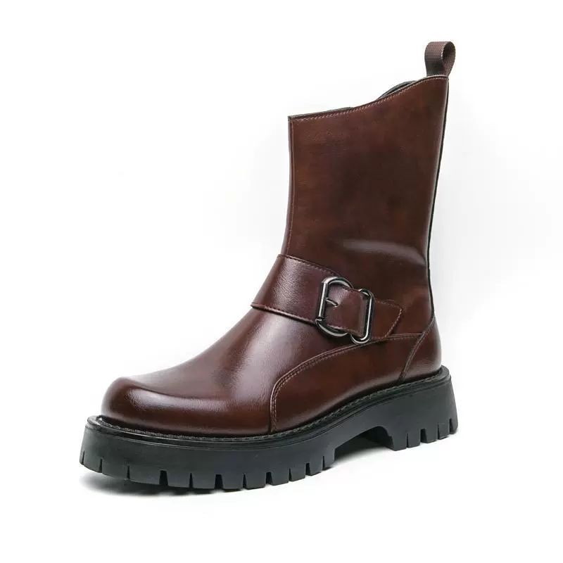Ботинки (Martens) высокие челси на платформе, английский стиль, массивная подошва