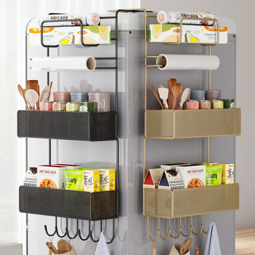 Refrigerator rack hanging wall cling film storage rack punch-free side wall rack kitchen paper towel rack storage artifact