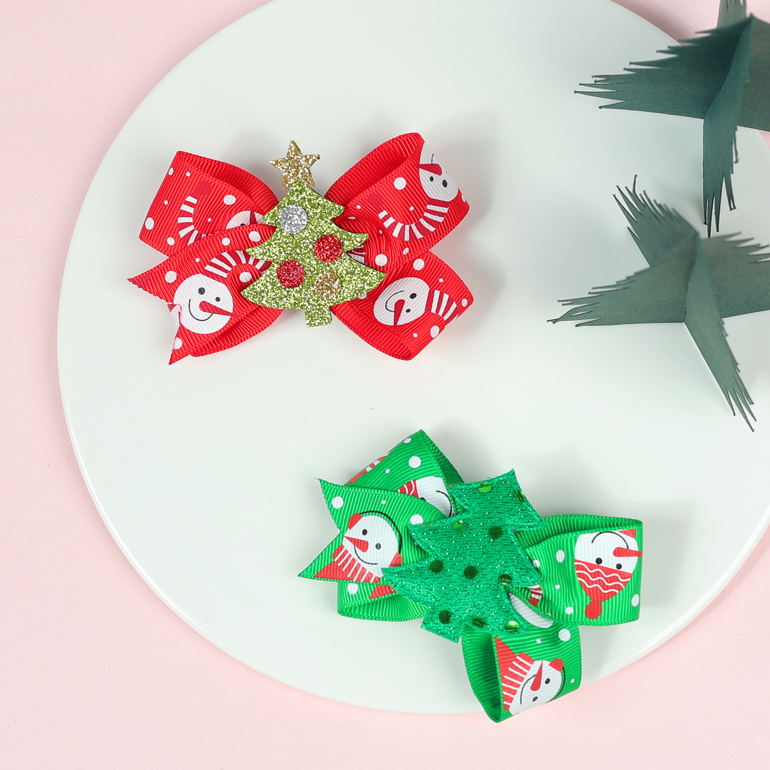 Navidad Estilo De Dibujos Animados Niños Árbol De Navidad Papá Noel Alce Trenzado Roscado Pinza Para El Cabello display picture 1