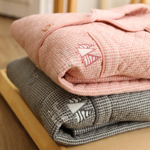 女士睡衣冬季纯棉夹棉夹层加厚保暖简约宽松家居服可外穿情侣套装