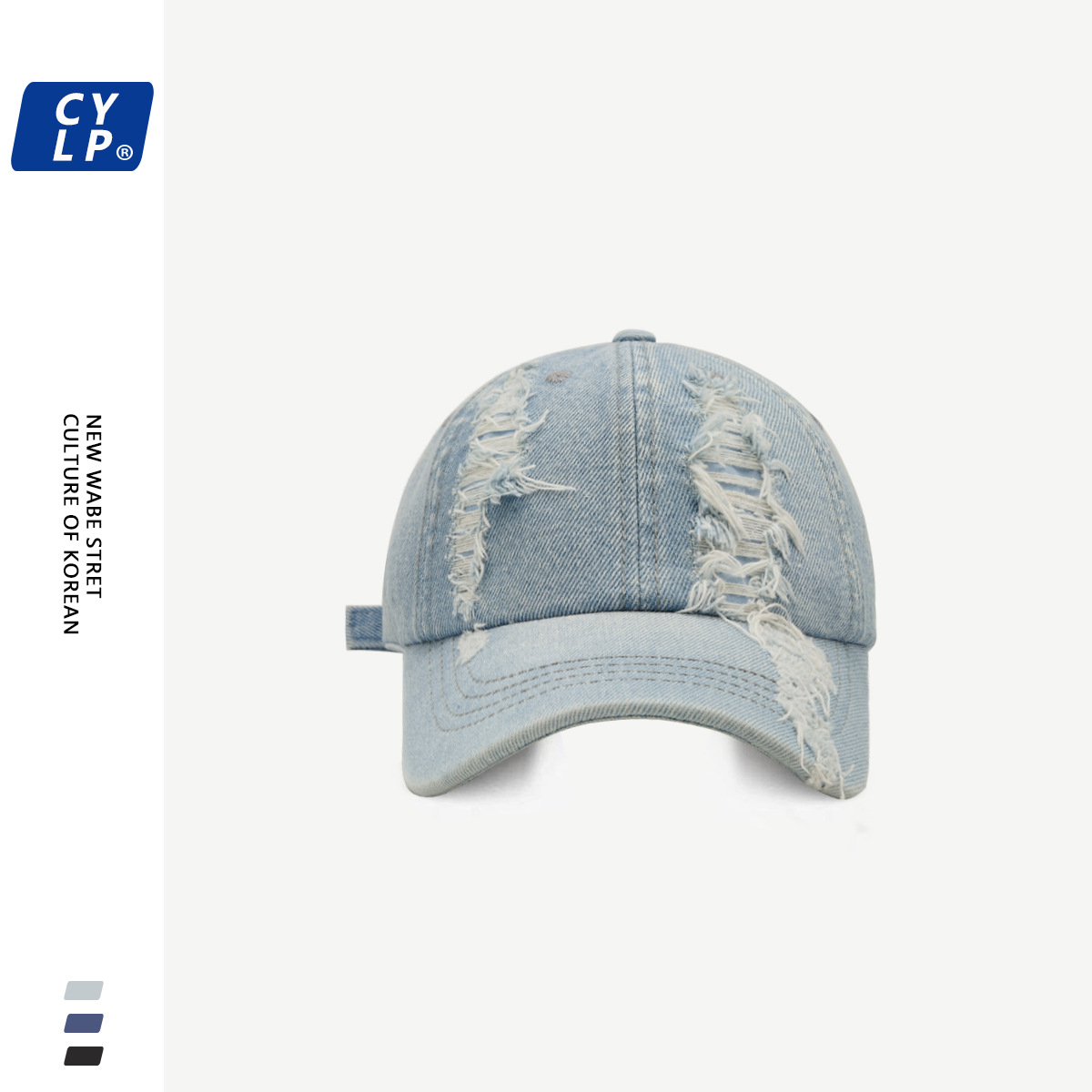 INS Hipster moda hip hop ripped gorra de béisbol hombres y mujeres estilo coreano calle pareja casual Denim casquillo de pico verano