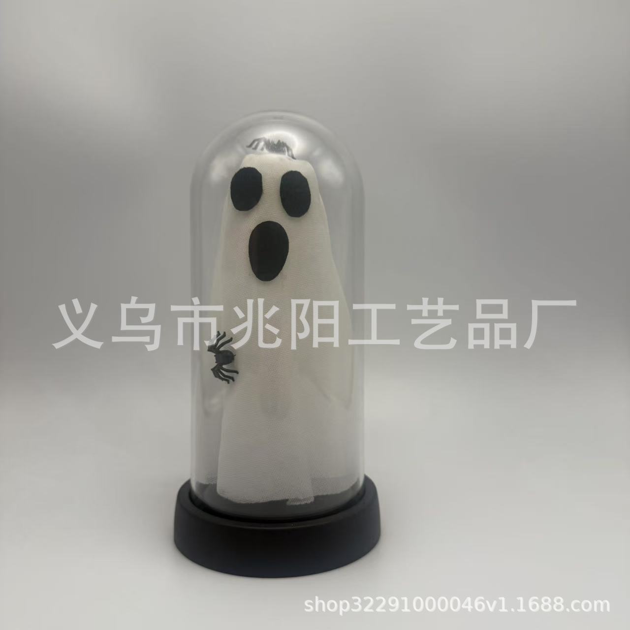 Decoración de la habitación de Halloween iluminado lindo fantasma en el reloj de cristal iluminado estatua LED luz de noche decoración